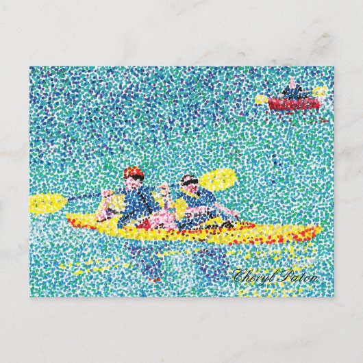 Kajakszene Pointillismus, von Cheryl Paton, Postka Postkarte (Vorderseite)