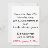 Kakadu am Geburtstagskuchen extravaganter Hut Einladung (Rückseite)