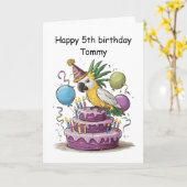 Kakadu auf den Geburtstagskuchen Karte (Gelbe Blume)