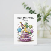 Kakadu auf den Geburtstagskuchen Postkarte (Stehend Vorderseite)