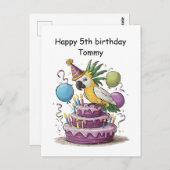 Kakadu auf den Geburtstagskuchen Postkarte (Vorne/Hinten)