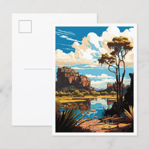 Kakadu Australien Kunst Vintage Reiseillustration Postkarte