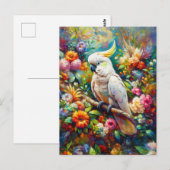 Kakadu mit farbenfrohen Blume Postkarte (Vorne/Hinten)