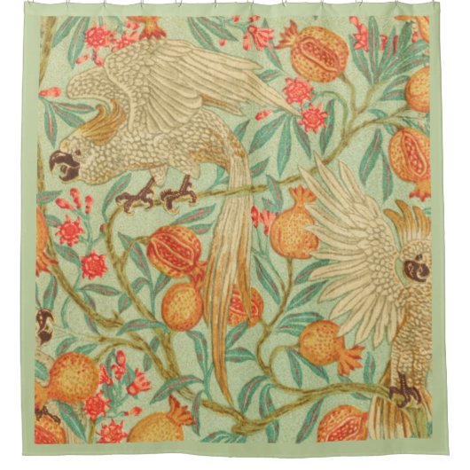 Kakadu und Granatäpfel Vintag Duschvorhang (Vorderseite)