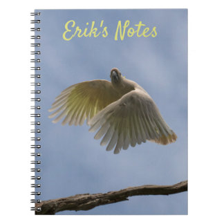 Kakadu-Vogel-Papagei fliegt im Himmel Notizbuch Notizblock