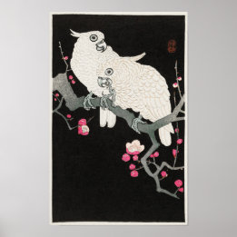 Kakadus und Pflaumenblüten von Ohara Koson Poster