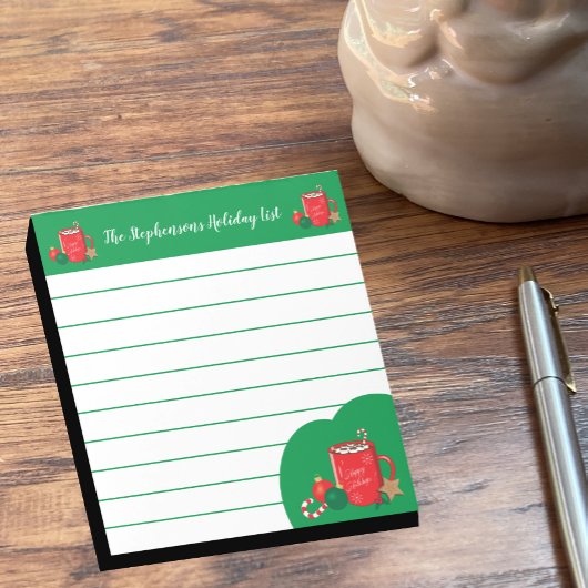 Kakao Cup Red Green Personalisiert Christmas Notep Notizblock