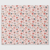 Kakao Cups & Christmas Whimsy: Rosa festliche Freu Geschenkpapier (Flach)