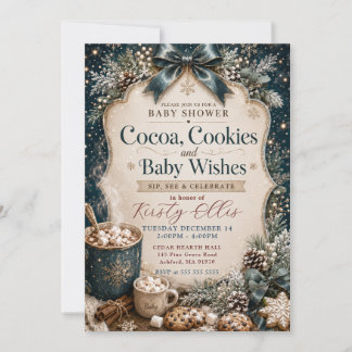 Kakao, Kekse und Babywünsche Baby Shower Einladung