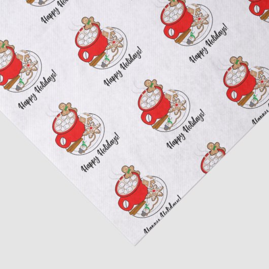 Kakao, Lebkuchen, Stern, Snowman Große Geschenktas Seidenpapier (Detail)