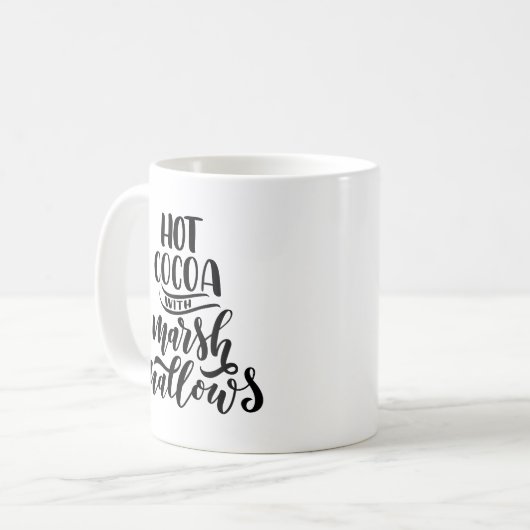 Kakao mit Marshmallows Typografie-Tasse Kaffeetasse (Vorderseite Links)