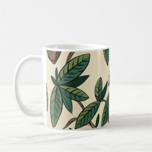 Kakao-Pflanze nahtlos. Kakaobohne. Vintag Kaffeetasse
