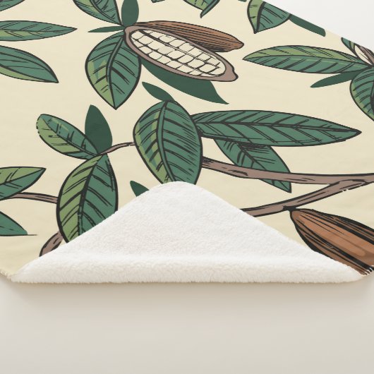 Kakao-Pflanze nahtlos. Kakaobohne. Vintag Sherpadecke (3/4)