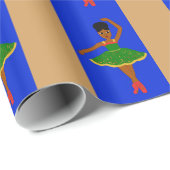 Kakao-Süsse-Weihnachtsballerina (Kiara) BlueGold Geschenkpapier (Rolleneckpunkt)