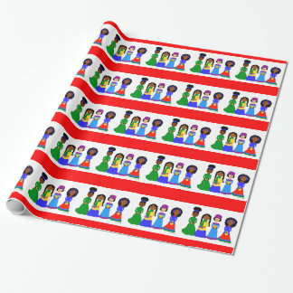 Kakao-Süsse-WeihnachtsCarolers rot Geschenkpapier