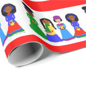 Kakao-Süsse-WeihnachtsCarolers rot Geschenkpapier (Rolleneckpunkt)