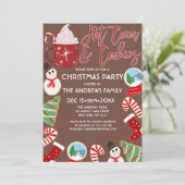Kakao und Cookies Illustrationen Weihnachten Einladung (Stehend Vorderseite)