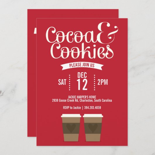 Kakao- und Cookies-Party Einladung (Vorne/Hinten)