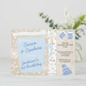 Kakao und Cookies Rustikaler Wald Junge Geburtstag Einladung (Stehend Vorderseite)