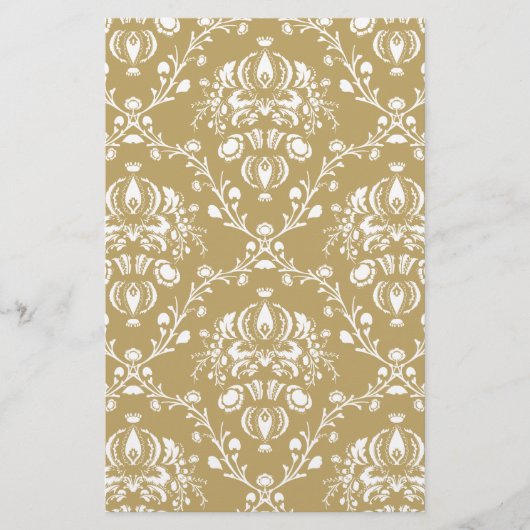 Kakao und Creme Damask Briefpapier (Vorderseite)