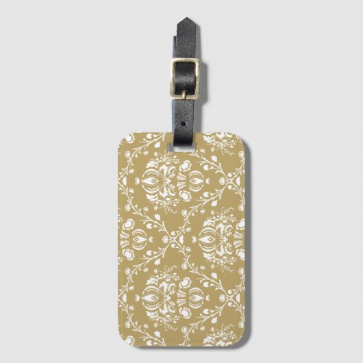 Kakao und Creme Damask Gepäckanhänger (Vorderseite Vertikal)