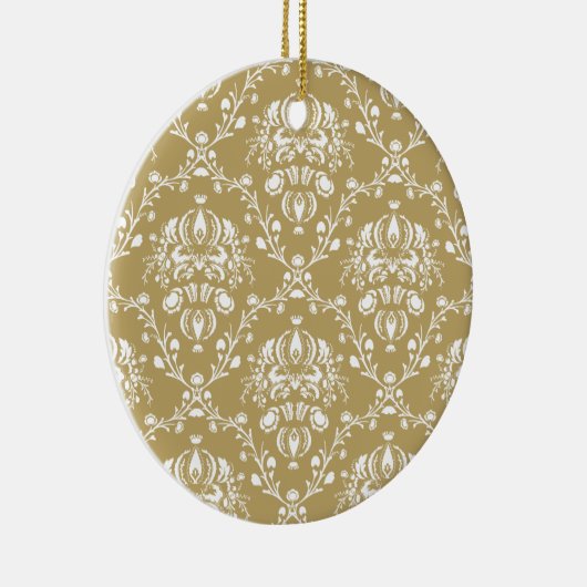 Kakao und Creme Damask Keramik Ornament (Rechts)