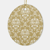 Kakao und Creme Damask Keramik Ornament (Links)