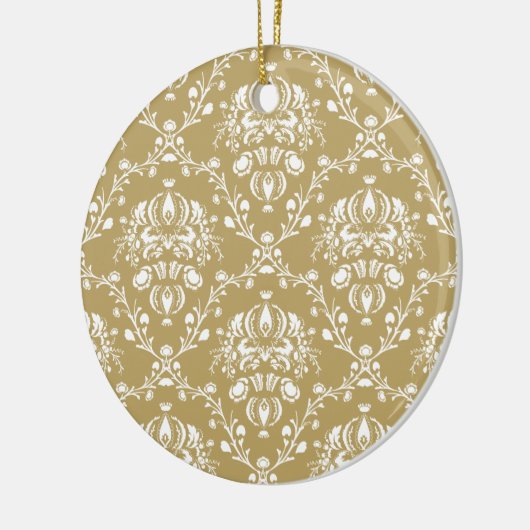 Kakao und Creme Damask Keramik Ornament (Links)