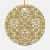 Kakao und Creme Damask Keramik Ornament (Hinten)