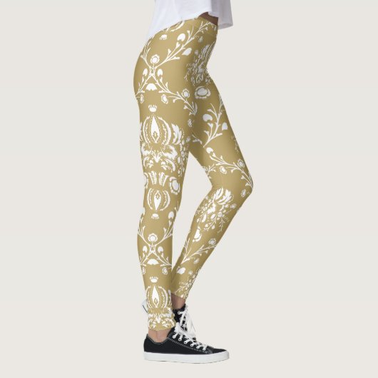 Kakao und Creme Damask Leggings (Rechts)