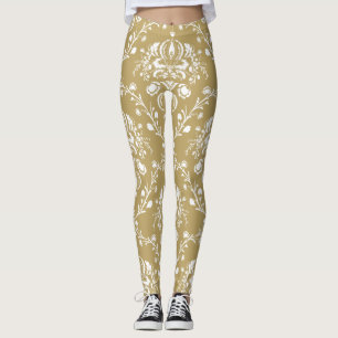 Kakao und Creme Damask Leggings