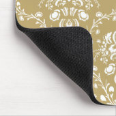 Kakao und Creme Damask Mousepad (Ecke)