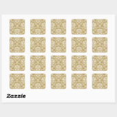 Kakao und Creme Damask Quadratischer Aufkleber (Blatt)