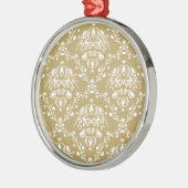 Kakao und Creme Damask Silbernes Ornament (Links)