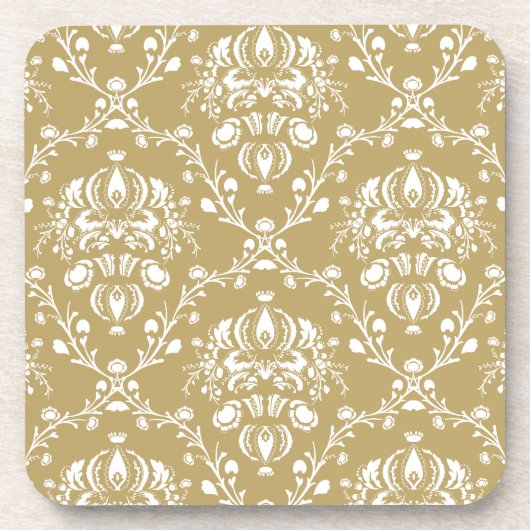 Kakao und Creme Damask Untersetzer (Vorderseite)