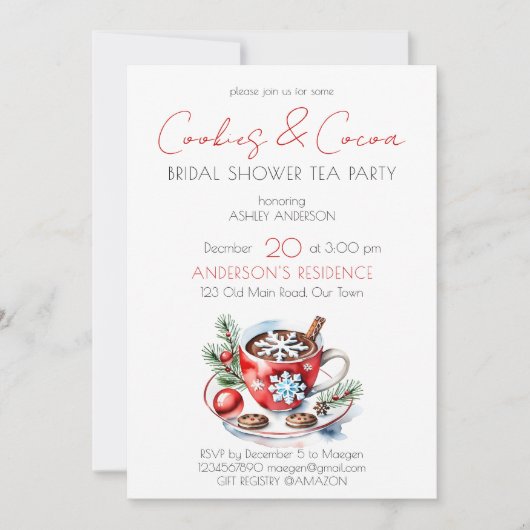 Kakao und Kakaowinters Brautparty Tee Party Einladung (Vorderseite)