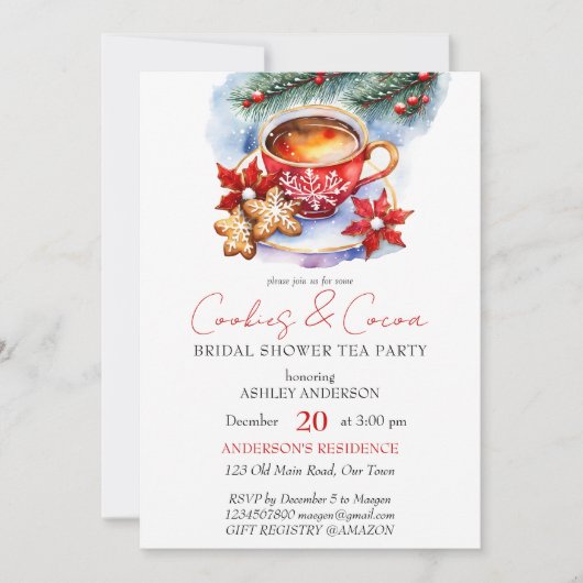 Kakao und Kakaowinters Brautparty Tee Party Einladung (Vorderseite)
