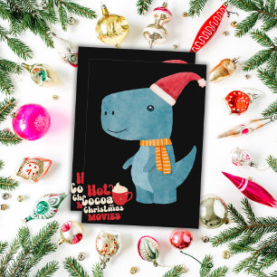 Kakao und Weihnachtsfilme Dino-Urlaubskarte Feiertagskarte