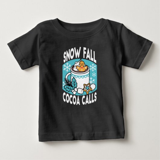 Kakao und Wintergarten - Schneefall-Kakaoanrufe Baby T-shirt (Vorderseite)