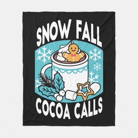 Kakao und Wintergarten - Schneefall-Kakaoanrufe Fleecedecke (Vorderseite)