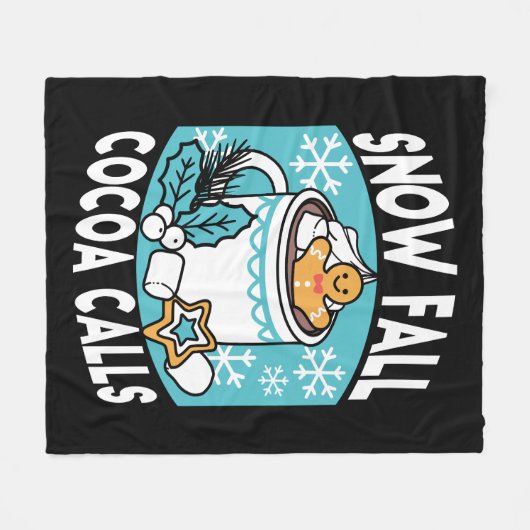 Kakao und Wintergarten - Schneefall-Kakaoanrufe Fleecedecke (Vorderseite (Horizontal))