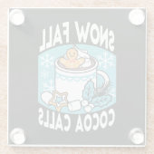 Kakao und Wintergarten - Schneefall-Kakaoanrufe Glasuntersetzer (Rückseite)