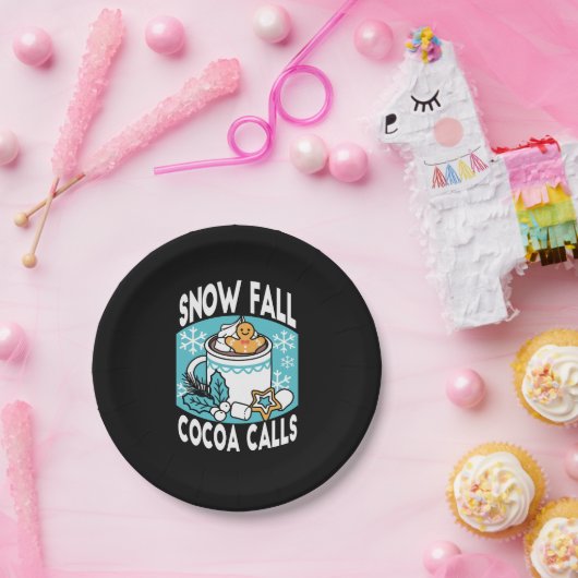 Kakao und Wintergarten - Schneefall-Kakaoanrufe Pappteller (Party)