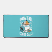 Kakao und Wintergarten - Schneefall-Kakaoanrufe Schreibtischunterlage (Vorderseite)