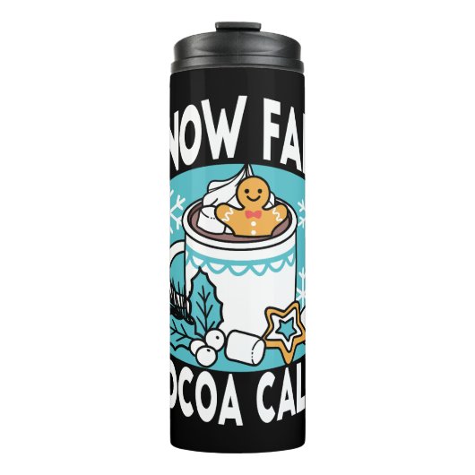 Kakao und Wintergarten - Schneefall-Kakaoanrufe Thermosbecher (Vorderseite)