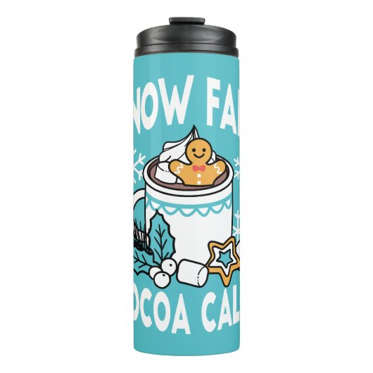 Kakao und Wintergarten - Schneefall-Kakaoanrufe Thermosbecher (Vorderseite)