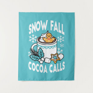 Kakao und Wintergarten - Schneefall-Kakaoanrufe Wandteppich