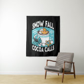 Kakao und Wintergarten - Schneefall-Kakaoanrufe Wandteppich (Beispiel)