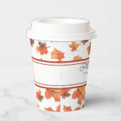 Kakaobänder und goldene Herbstlaube individuell an Pappbecher (Rechts)