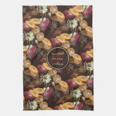 Kakaobohnen und Blume, Schokoladenmuster Geschirrtuch (Vertikal)